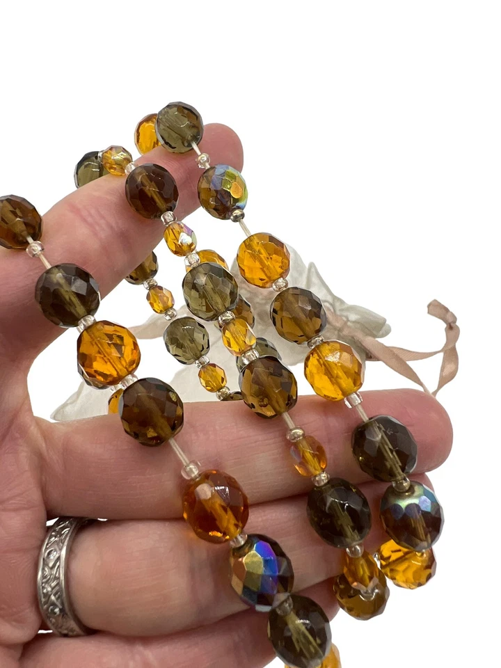 Juego de 3 Pulseras Elásticas Joan Rivers Ámbar Marrón y Verde Cristal Iridiscente Foto 3 de 4