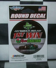 ROSS CHASTAIN #1 1ST WIN MARCH 27 2022 NASCAR WINCRAFT 3" ROUND DECAL STICKER