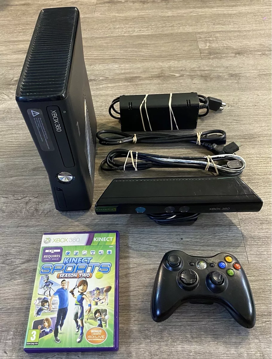 Microsoft Xbox 360 S Slim 4GB Console Bundle Kinect Controller Cords Ships  Fast!