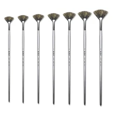 XDT#880 Fan Art Brush Set 7Pc #0#2#4#6#8#10#12 Stiff Black Wild Hog Oil