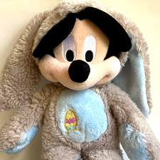 Disney Store Mickey Mouse Easter Bunny Stuffed Animal Plush Egg Gray Blue