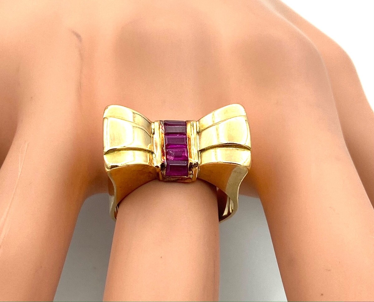 Bague En Or 18 Carats Avec Rubis Et Améthyste - Poids 9,42 G - Occasion Magnifique