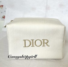 NEW DIOR White/Gold Makeup Bag Cosmetic Pouch Limited Edition