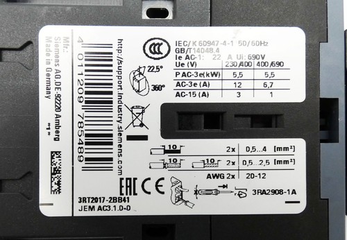 Siemens Sirius 3RT2017-2BB41 E:06 + 3RH2911-2HA22 E:03 + 3RT2916-1BB00 -unused- - Bild 3 von 9