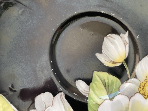 Aynsley England Porcelain Cup And Saucer Black Dogwood Flowers Gold - Picture 15 of 22