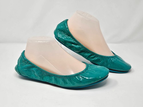 Tieks Tieks Blue Teal Cognac Patent Leather Ballet Flats Size 8 Shoes B7