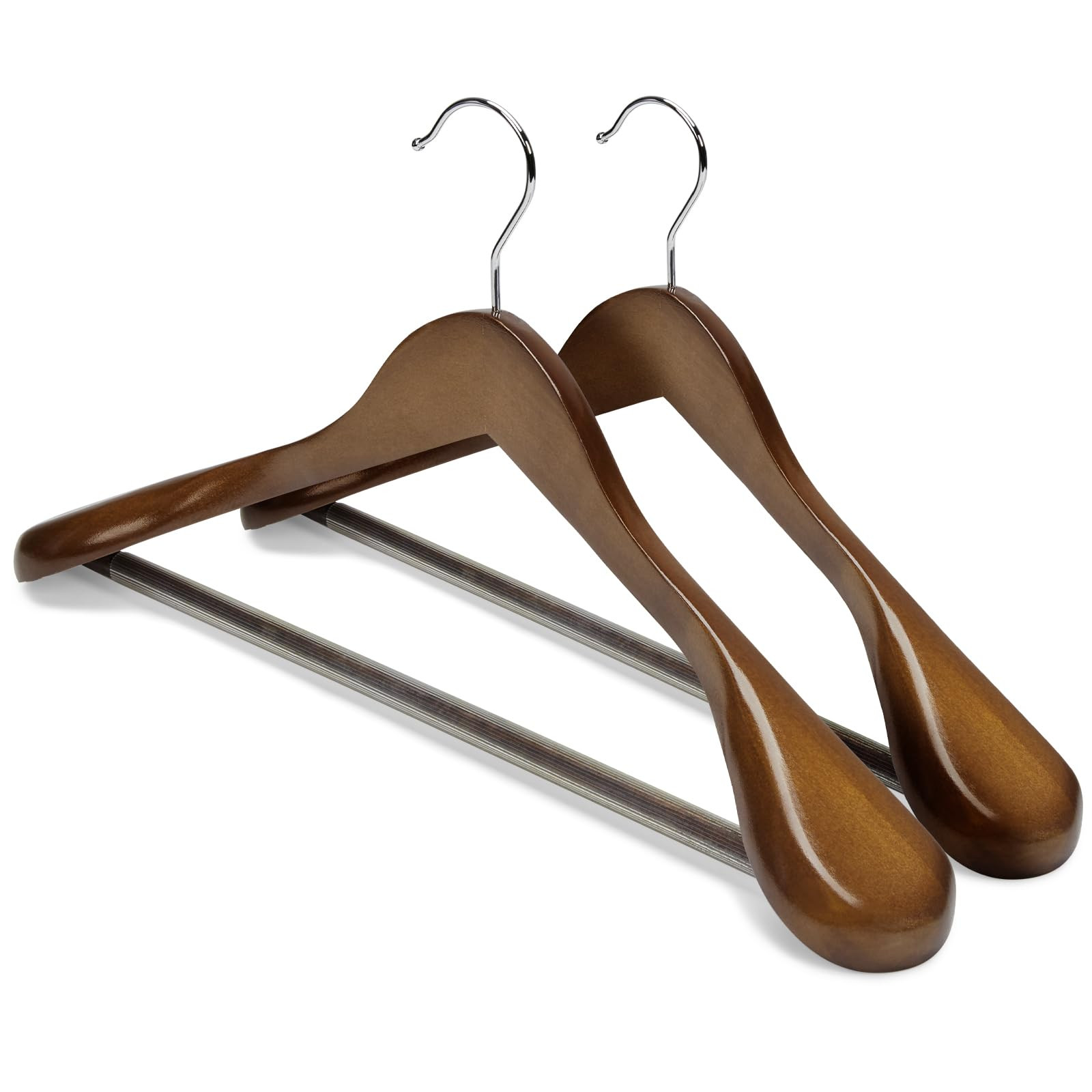 Smooth Wide Shoulder Wood Suit Hangers for Men with Non-Slip Design  