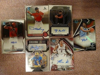Lot of 6 Autographed Sports Cards Various Players