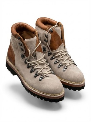 Polo Ralph Lauren Cow Leather Trekking Boots Beige Brown Men's US 8.5 Rubber So 