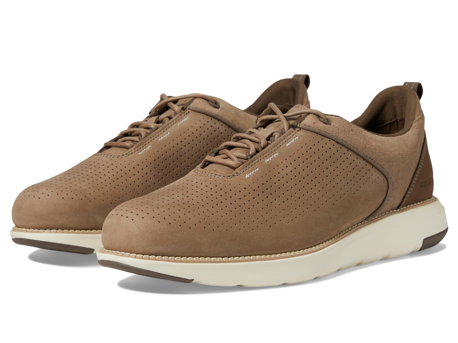 Cole Haan Mens Grand Atlantic Textured Sneakers, Irish Coffee Nubuck/Ivory