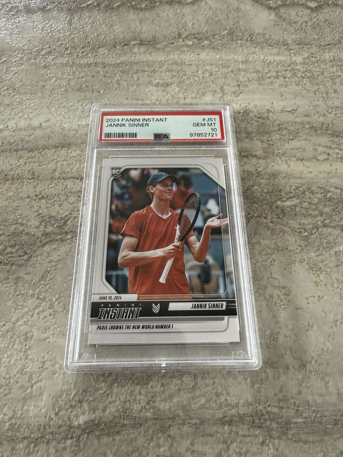 Panini Instant Jannik Sinner 2024 New World RC #JS1 Rookie PSA 10 Gem Mint