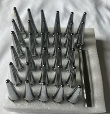 32Pcs 4.5" Silver Solid Spike Lug Nut M14x1.5 Chevy Ford Dodge Ram GMC