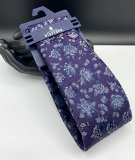 STAFFORD Men's Neck Tie  Purple  Floral Pattern  NEW MSRP: 34.