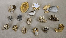 Lot Of 16 Religious Angels Doves Prayer Hands Cross Jesus Tack Pins Lapel Pins