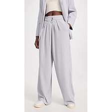 Astr the Label Haze Blue High Waisted Wide Leg Pleated Boyfriend Trousers Size L