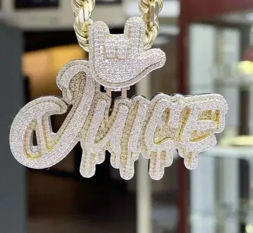 3.50Ct Round Real Moissanite Custom Letter Only Pendant 14k Yellow Gold Plated - 第 4/8 張圖片