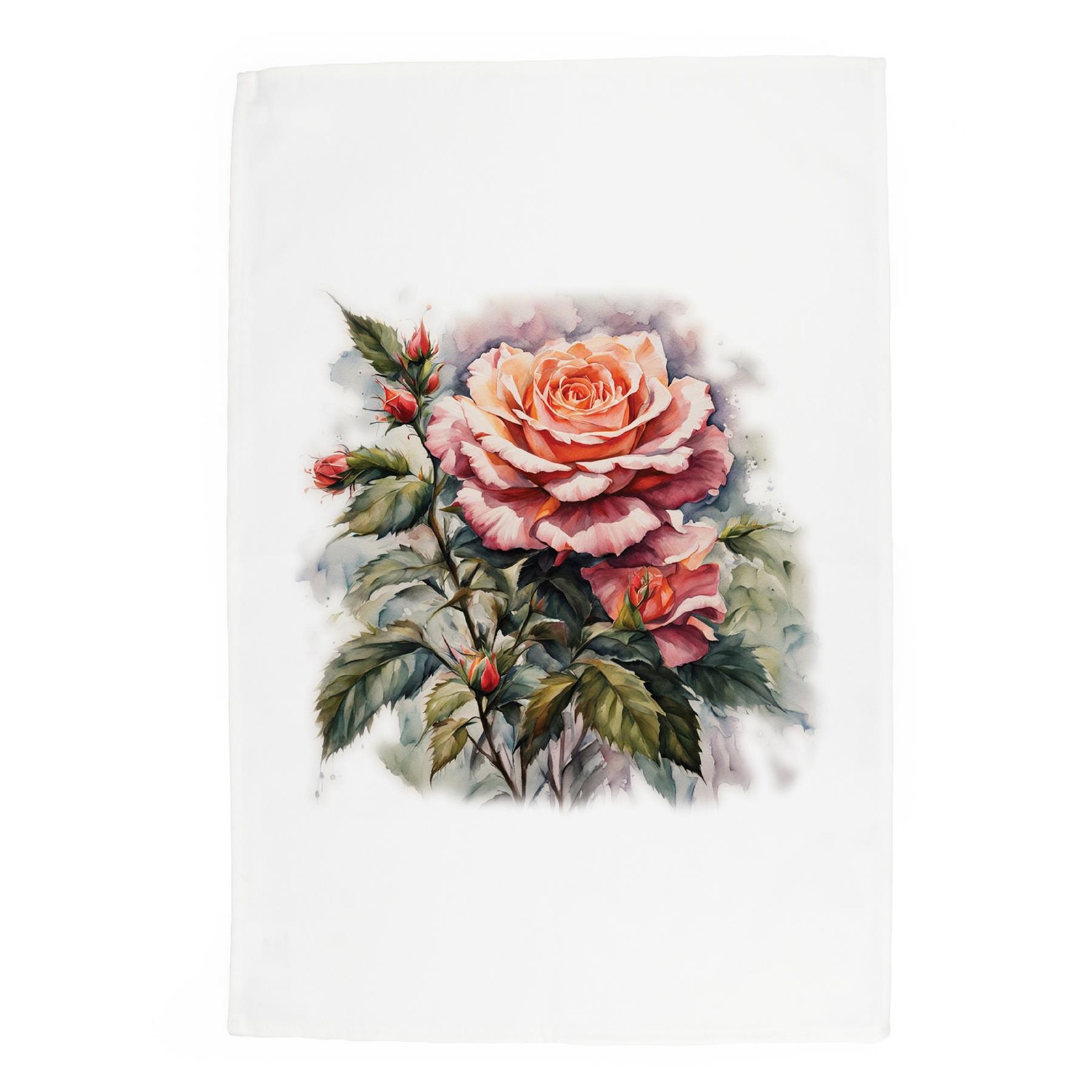 Floral Roses Tea Towel - Watercolour Flowers Kitchen Dish Towel/Drying Cloth