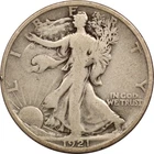 1921-D Walking Liberty Half Dollar 50C, Very Good VG FULL DATE! Minor Rim Damage