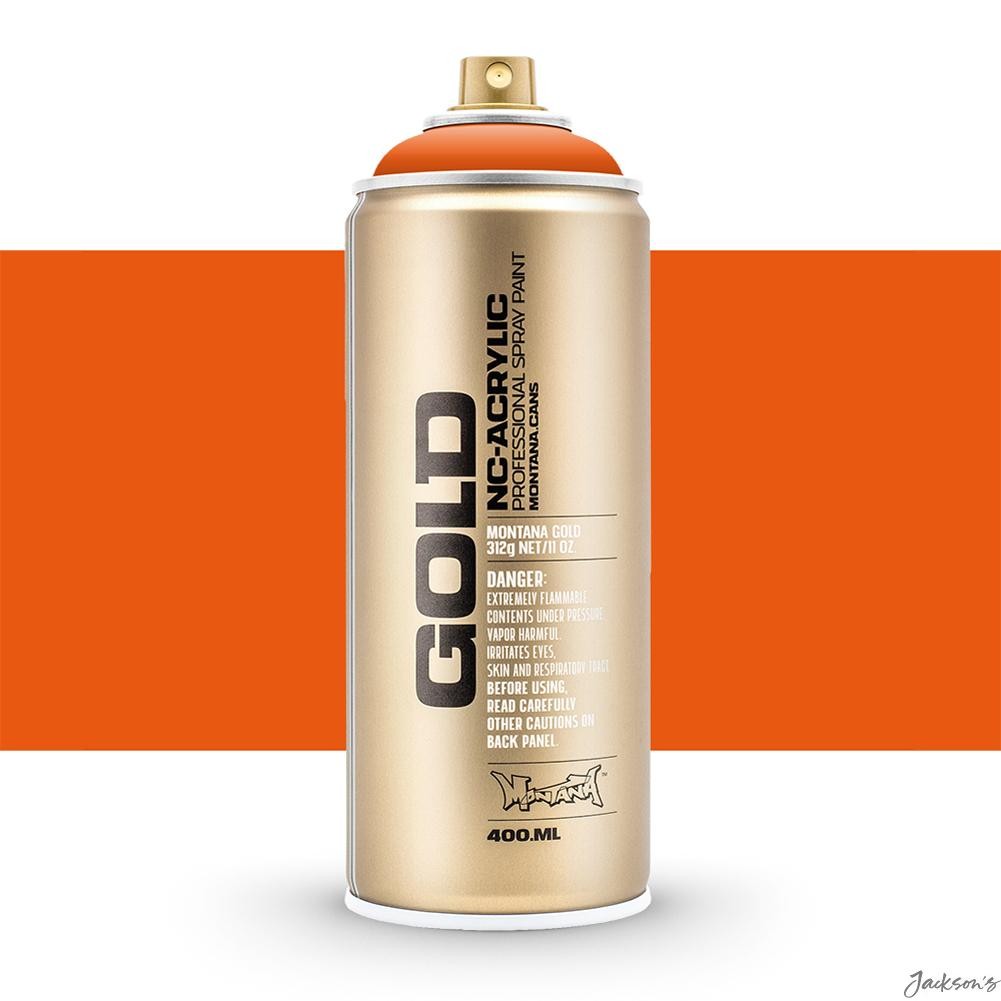 Montana Gold Spray Paint Acrylic Lacquer 400ml Shock Orange Opaque Art