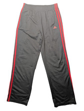 Adidas Boys Youth Large 14/16 Track Pants Grey Red 3-Stripe Athletic Sweats
