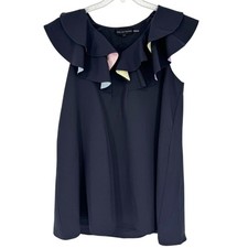 English Factory Multi Color Contrast Mini Trapeze Shift Dress Navy Sz L Cocktail