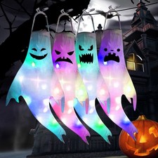 Halloween Ghost Windsocks LED Lights Wind Socks Flag Outdoor Hanging Decor