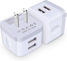 USB Wall Charger, Charging Cube,2Pack Flat USB Charger Block Charging Block F...