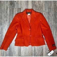 Vintage Harv  Benard Orange Wool Blend Blazer - Size 4 - Made in Italy Fabric