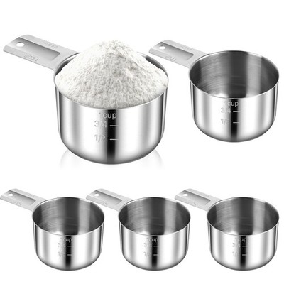 4 PCS 1 Cup Stainless Steel Measuring Cup Metal Measure Scoop 240ml 8oz