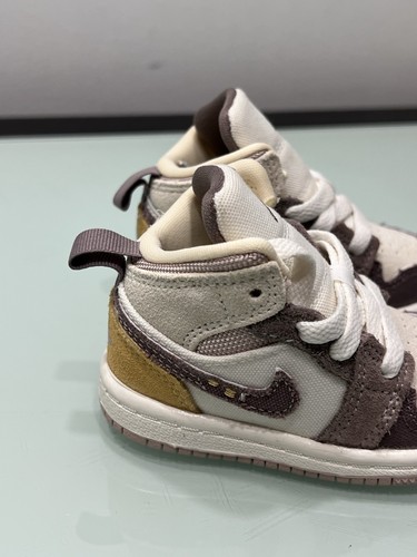 Toddler 4C Nike Air Jordan 1 Mid SE Craft TD “Inside Out Taupe Haize” DZ4467-102 - Picture 3 of 24