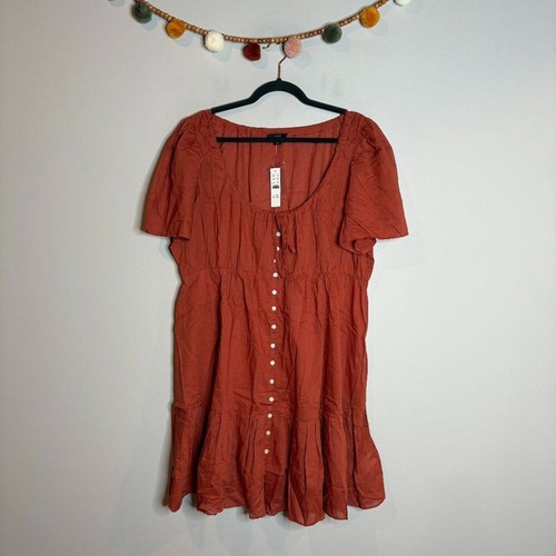 NUEVO CON ETIQUETAS J. Vestido de playa Crew de algodón voile con botones - Imagen 2 de 7