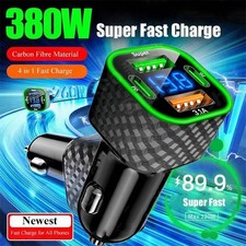 Car Charger 380W Dual PD USB-C Fast Adapter For Samsung Galaxy S25 /S25 Ultra