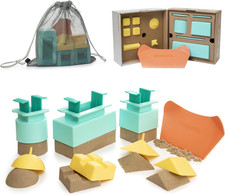 Beach Toys for Kids Ages 3-12 Sand Castle Molds 9 Piece Kit with Mesh Bag