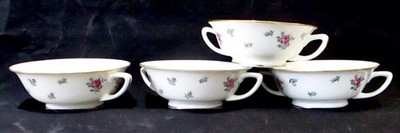 Royal Jackson Rambler Rose Set Of 4 Bone China Double Handle 5''Cream Soup Bowls