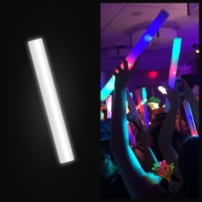 Foam Glow Sticks Bulk - 100 White Foam Light Up Sticks and LED Foam Sticks - ...