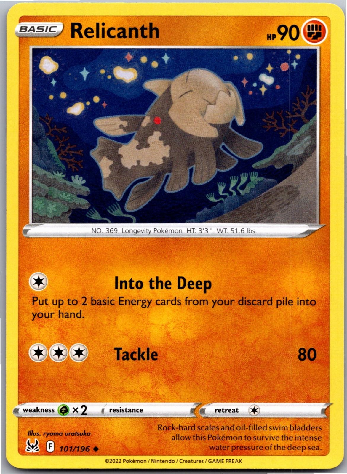 Relicanth 101/196 Uncommon Lost Origin Pokemon Near Mint