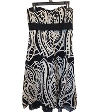 Speechless Black White Abstract Print Strapless Dress Women Size 7