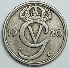 1920W Sweden 50 Ore KM# 796 Circulated Condition