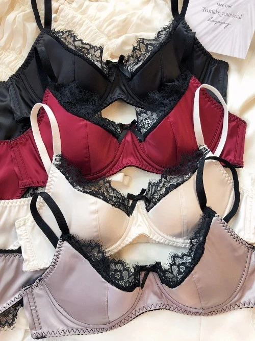 Conjunto de lencería francesa sexy sujetador push up de encaje tela de seda ropa interior sujetadores y bragas Foto 4 de 4
