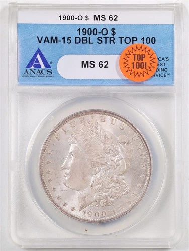 1900-O Doubled Stars $1 Morgan Silver Dollar MS62 ANACS 4124195 VAM-15 TOP-100