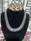 Rhinestone Collar Necklace And Pierced, Dangle Earrings, Silver Tone — photo 5