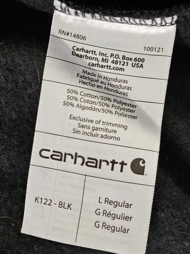 Carhartt Men's Large K122 Heavyweight Full Zip Hooded Sweatshirt Knit Black - Bild 9 von 15