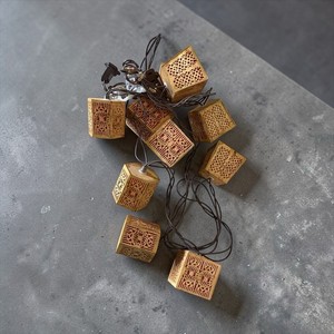Vintage Carved Wood String Lights Intricate Wooden Lanterns Indoor Outdoor