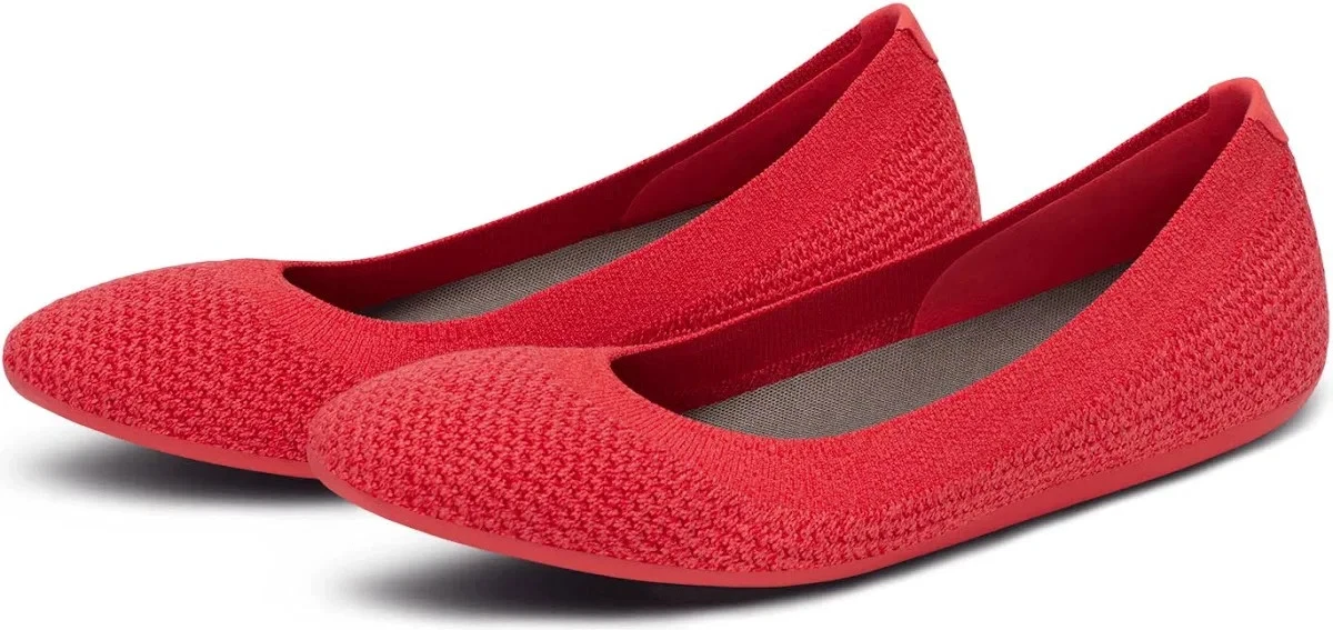 NEW Allbirds Tree Breezers Point Casual Knit Red Ballet Flats Womens Size 8.5