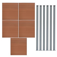 Kit Clôture 5 Panneaux Composite Plastique Marron 6 Poteaux 185cm Lames Emboîter