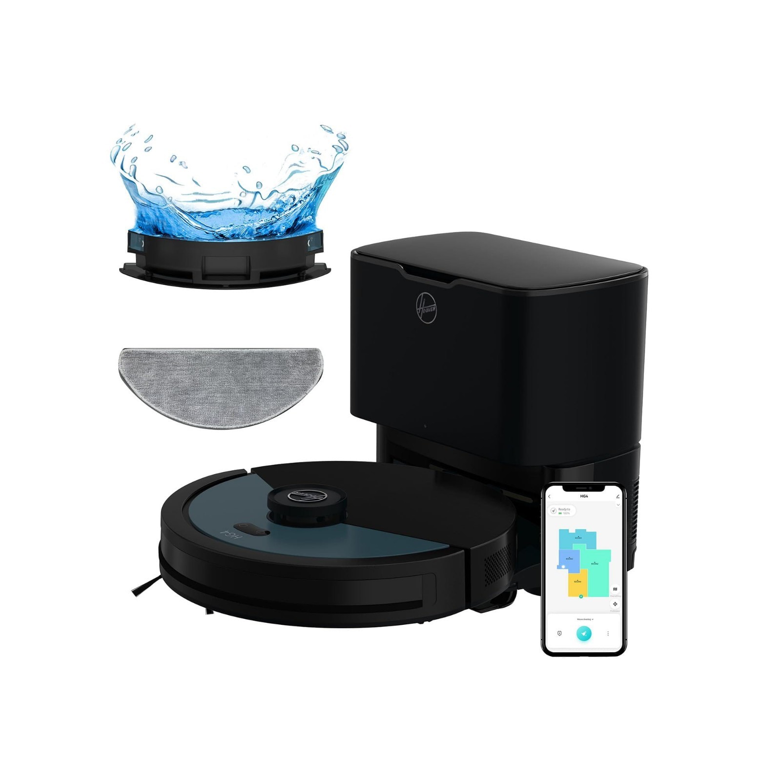 Hoover HG4 Hydro Pro 2-In-1 Self-Empty Robot Vacuum Cleaner & Mop Cleaner HG450P