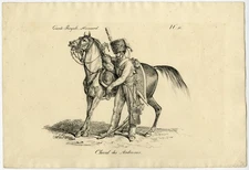 Antique Master Print-GENRE-HORSE-ARDENNES-SOLDIER-Vernet-1816-1836