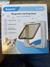 Depets Large Cat Door Outer Size 9.9" X 9.2" , 4 Way Locking Cat Flap Door for
