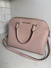 Michael Kors Cindy Powder Blush Leather Domed Satchel Bag - Pink