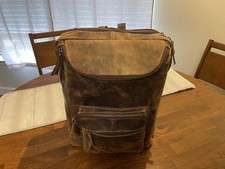 Leather Backpack For Men 16" Laptop Bag Large Capacity Business Vintage Trave...